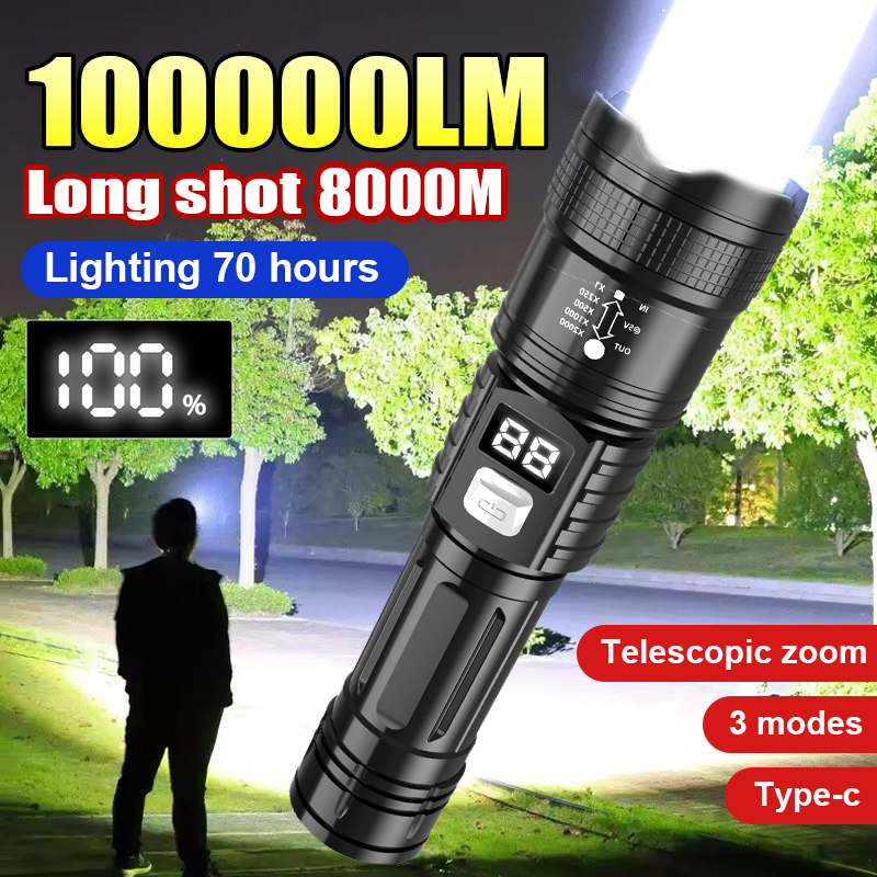 Outdoor Adventure Trips - Senter LED Super Terang 100000LM Lampu